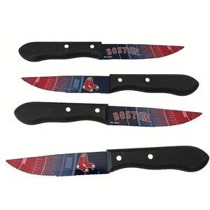 Sports Vault Licensed NBL BOSTON RED SOX 4 Serrated Stainless Steel Steak Knives